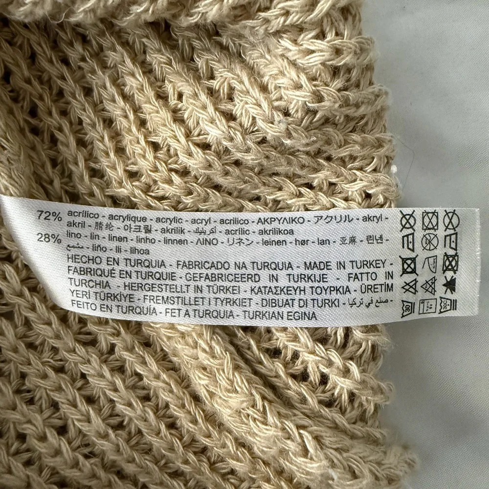 Zara Textured Knit Mock Neck Sleeveless Sweater Tank Beige Oatmeal M - Picture 5 of 6